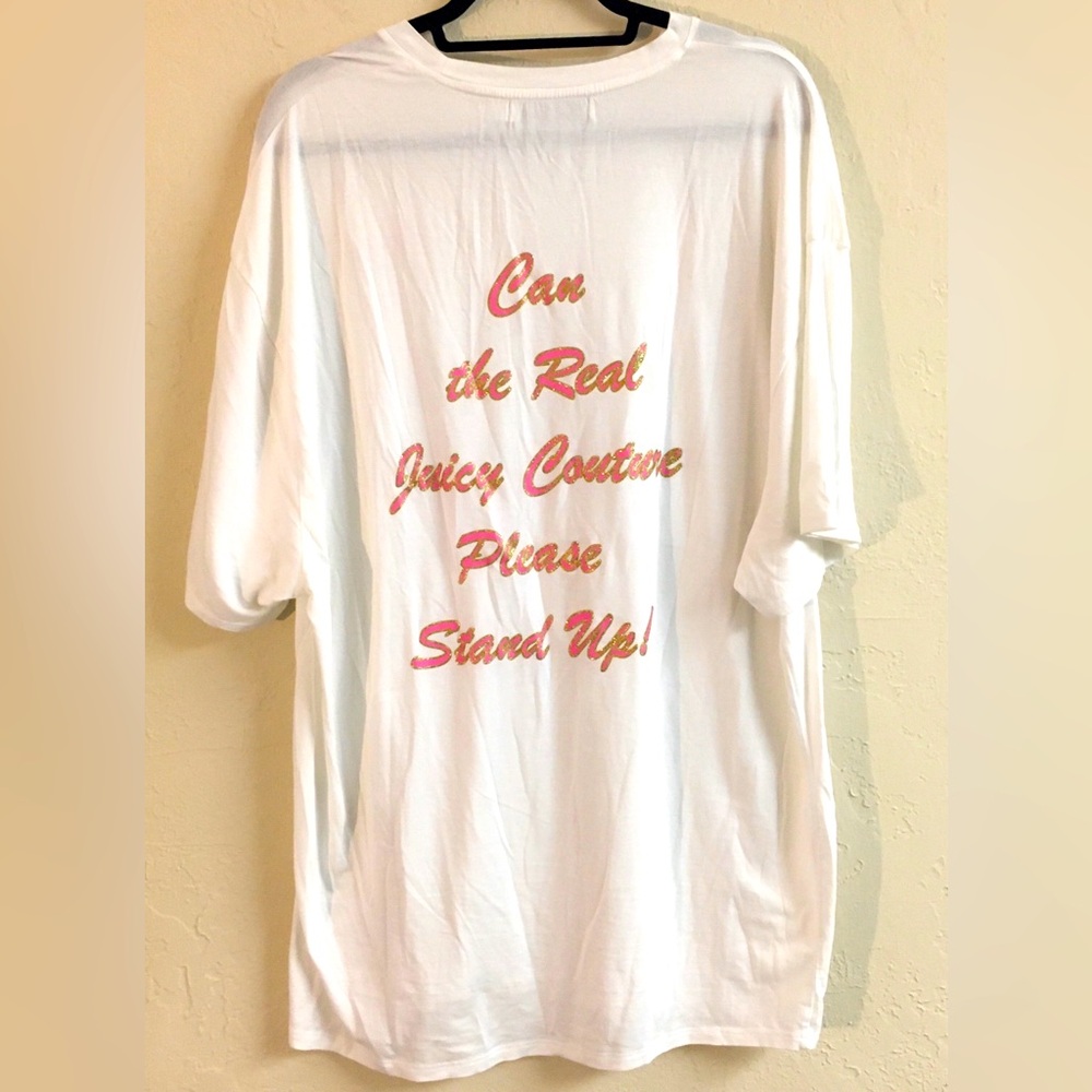 Juicy Couture Oversized Graphic T Shirt Large White Y2K 90’s Vintage Sty…